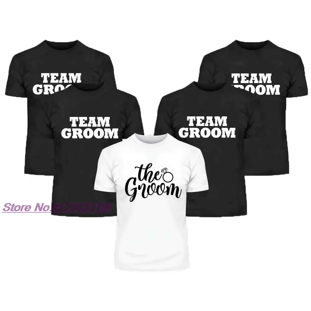 

Team Groom Men's Short Sleeve Harajuku T-shirt Bachelor Party Graphic Husband Boyfriend T Shirts Male Wedding Best Man Tees Ropa
