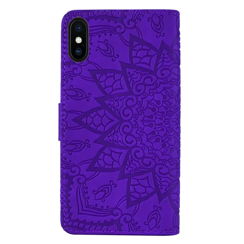 Кожаный чехол с откидной крышкой и 3d рисунком мандалы для iPhone 5 6 6S 7 8 Plus бумажник X