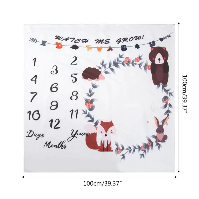

Baby Milestone Blanket Newborn Photo Background Cloth Infants Monthly Record Growth Swaddle Wrap Photography Prop