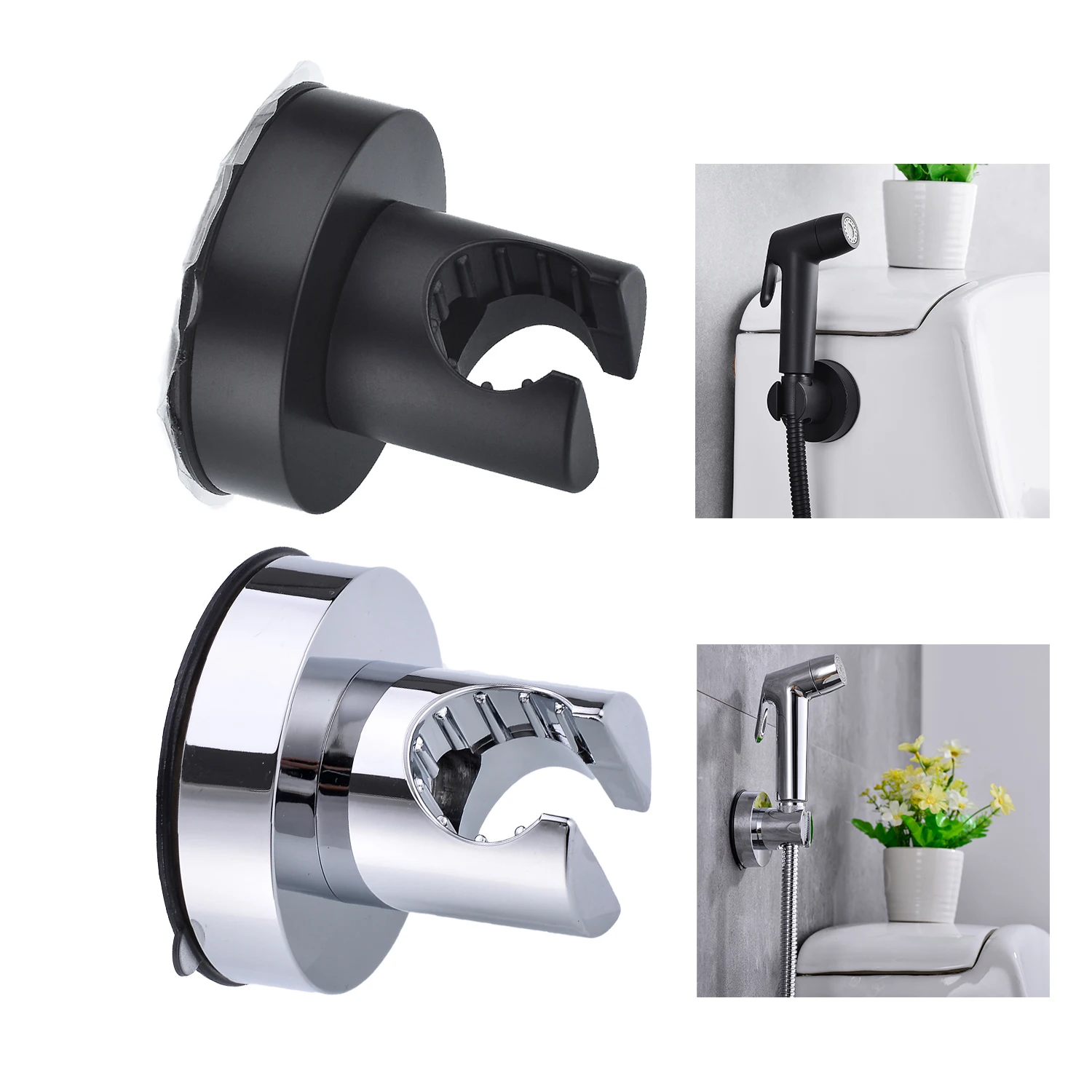 Vacuum Suction Cup Bidet Sprayer Bracket No punch Shower Head Holder Removable Wall Mount ABS Bathroom Accessories Black | Обустройство