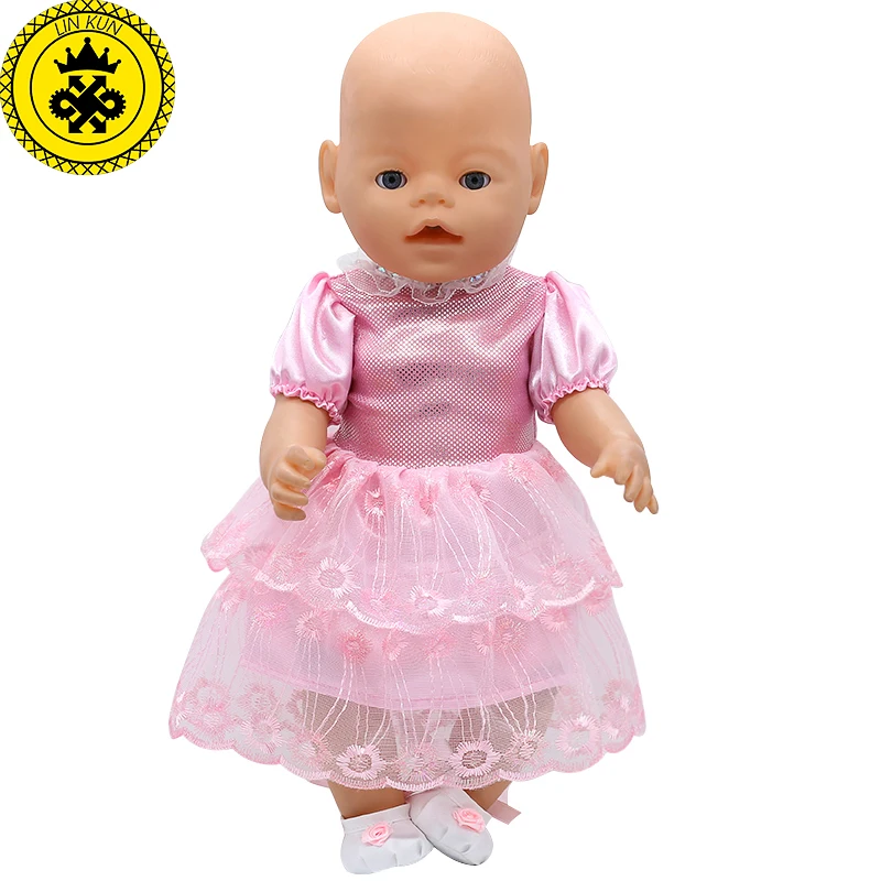

4 Colors Baby Doll Clothes Red Lace Dress Princess Skirt + Shoes Sets Fit 49-43cm Baby Doll Accessories T4