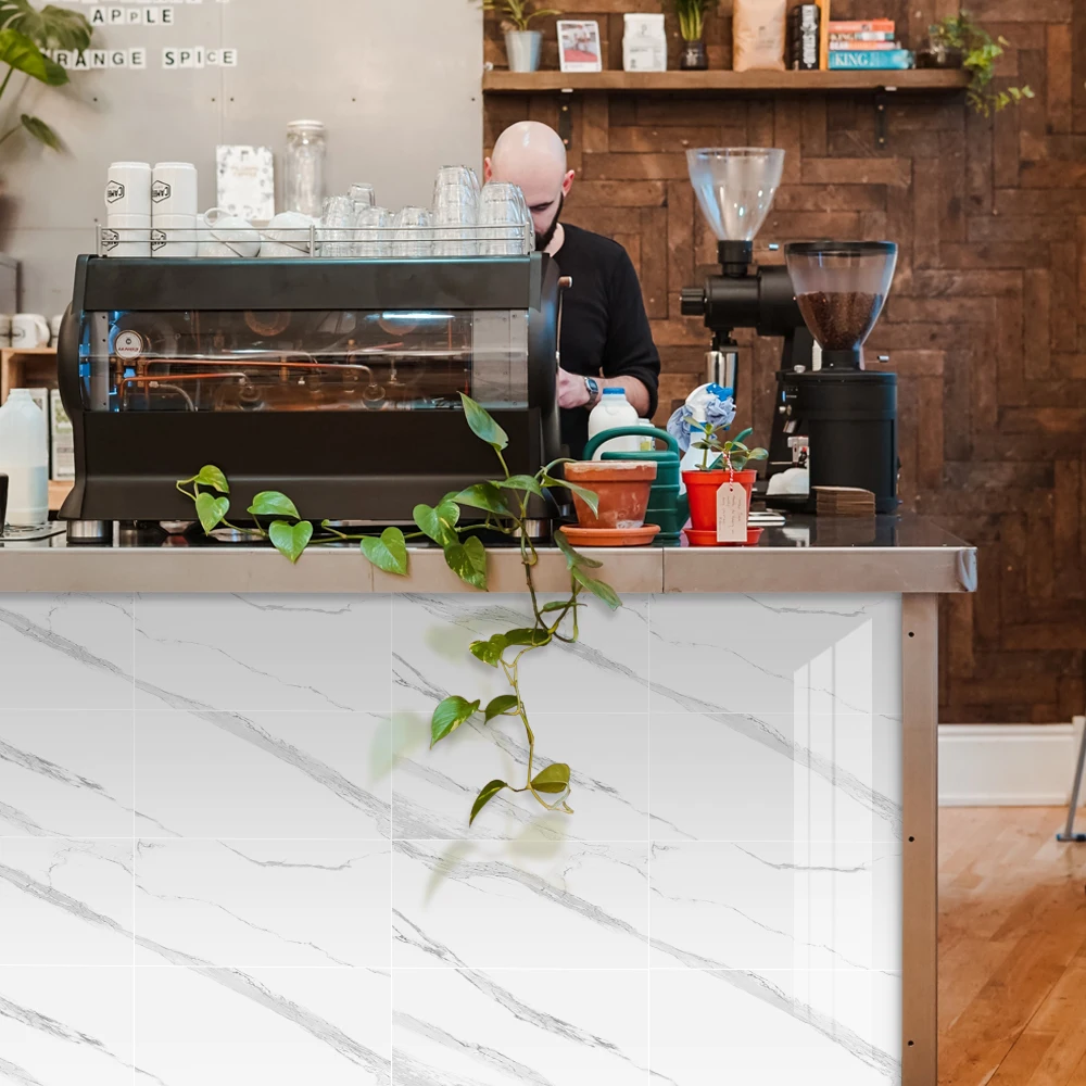 self adhesive classic marble tile stickers waterproof oil proof peel and stick wall sticker kitchen bathroom backsplash decor free global shipping