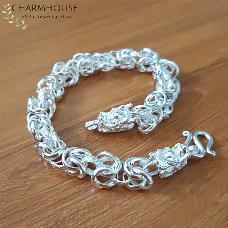 Charmhouse серебряные браслеты для мужчин Дракон браслеты-цепочки Pulseira браслеты модные ювелирные украшения, бижутерия