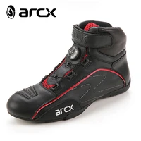 arcx mens motorcycle boots riding racing shoes summer cowhide leather ankle protection breathable black motocross accessroies