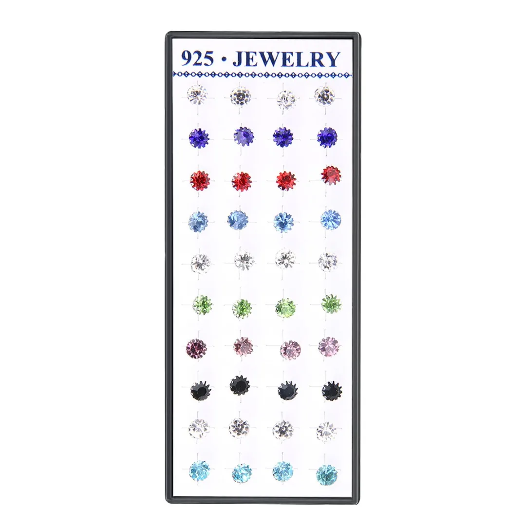 40 шт./компл. миниатюрные серьги-гвоздики Shellhard с серебряным покрытием стразы