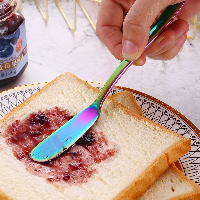 

Butter Knife Cheese Dessert Jam Spreaders Cream Gold Black Rose Gold Knifes Western Cutlery Breakfast Cheese Tool Kitchen Gadget