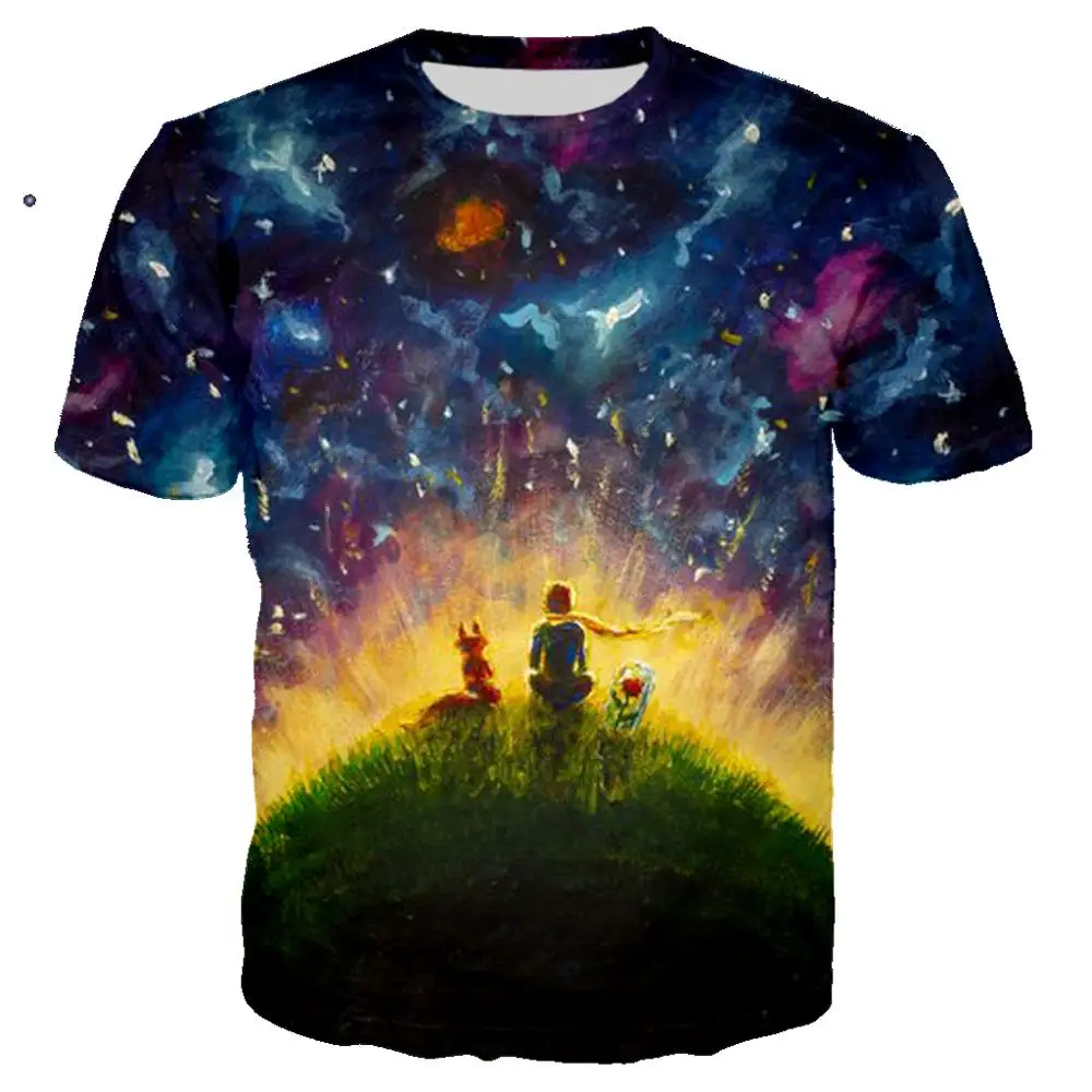French The Little Prince 3D Print T shirt Men/women Boys Streetwear T-shirt Summer Short Sleeve Tshirt Men Clothes Harajyku Tops | Мужская