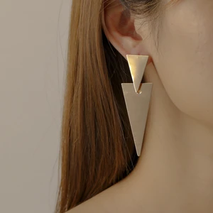 OE Simple Metal Geometric Earrings Personality Punk Style Triangle Gold-plated Long Fashion Earrings