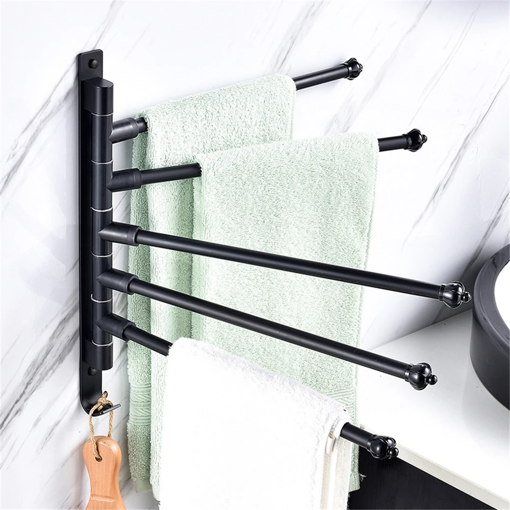 

Daily Storage Towel Rack Rotating 5-bar Movable Towel Bar 4-bar Bath Towel Bar Bathroom Accessories Towel Hanger Bathroom Shelf