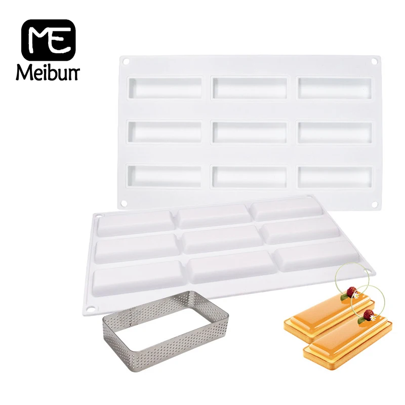 Meibum 9 полости прямоугольник торт силиконовая форма для Мусса десерт декоративный поднос оборудование для выпечки Tart кнопки для одежды формы выпечки