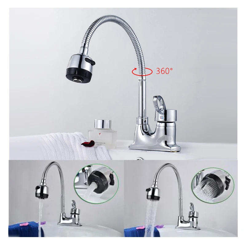 Кухонный смеситель медный выдвижной кран на раковину с вращением 360 градусов два