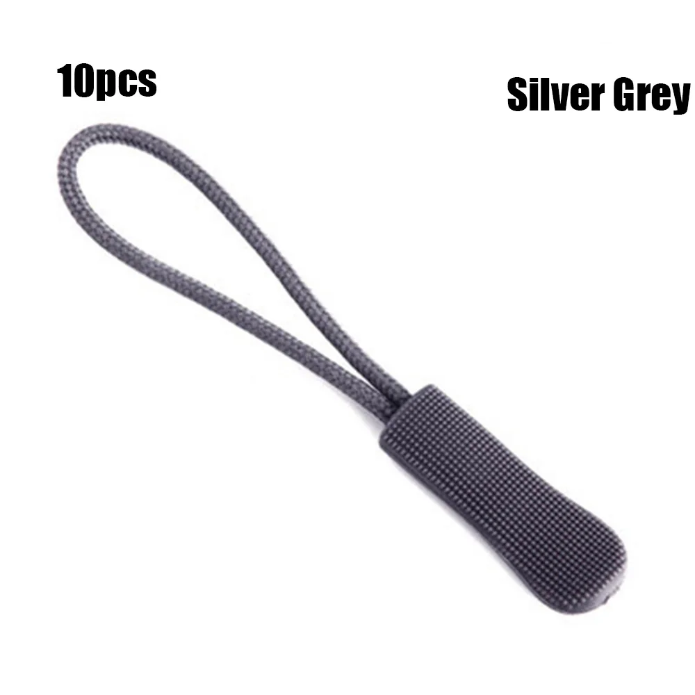 silver grey 10/20 штук застежки-молнии пулер застежки Конец подходит веревки тег фиксаж шнура застежка-молнии Tab сменный зажим сломана Пряжка дорожная сумка чемодан палатка рюкзак - Цвет: silver grey