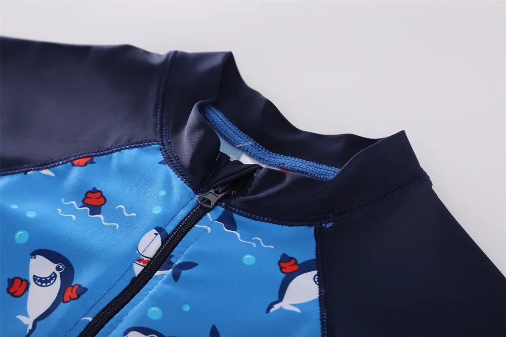 Wishere One Piece Toddler Swimsuit UPF50+ Cartoon Kids Swimwear Short Sleeve Baby Swimwear Infant Bathing Suit for Boys