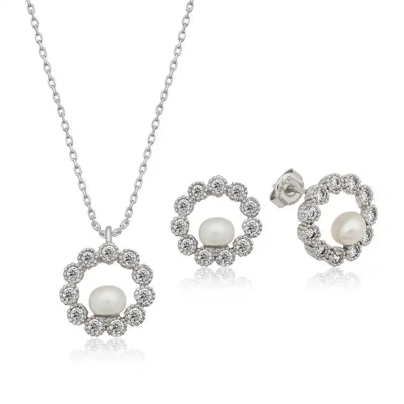 

Серебряный комплект Silverlina с кольцом с жемчугом