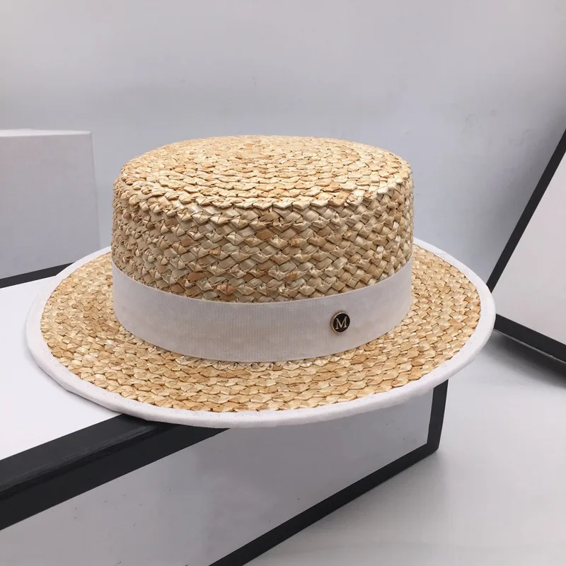 Модная детская летняя соломенная шляпа с широкими полями рисунком ананаса на