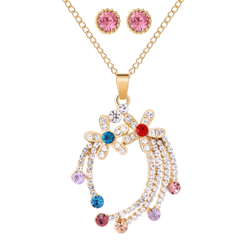 Роскошные Ювелирные наборы Стразы с цветами и кристаллами для женщин Цепочка