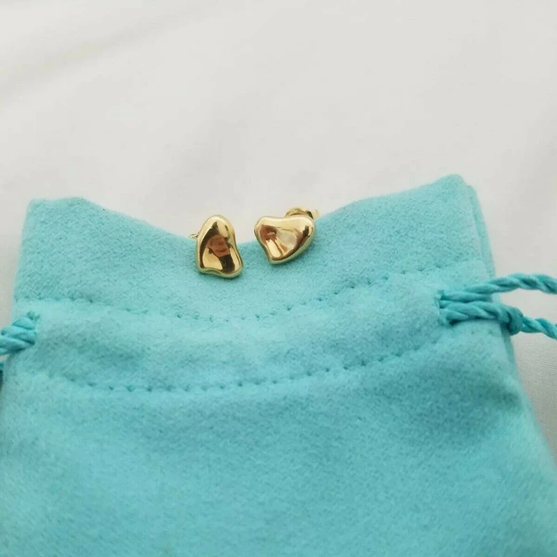 Женские серьги в форме сердца фирменные из 100% серебра 925 пробы с логотипом