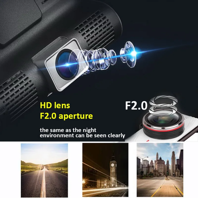 TOSPRA Full HD 1080P Автомобильный видеорегистратор 3 камеры s объектив 4 0 дюйма
