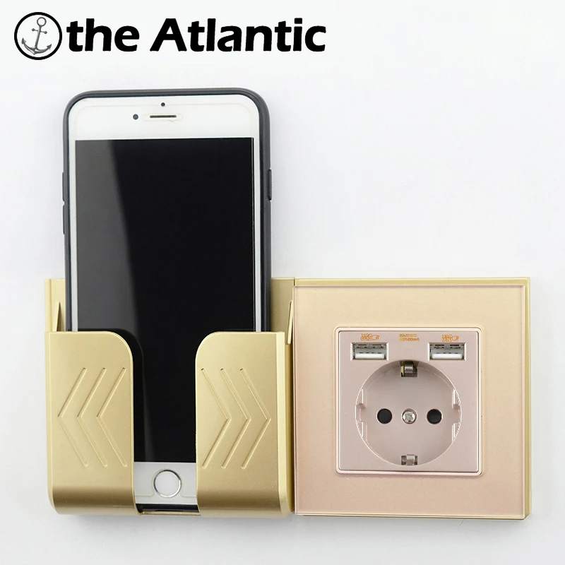 Электрическая розетка Atlectric DE / EU FR с 2100mA двойной usb порт для зарядки 16 А настенная