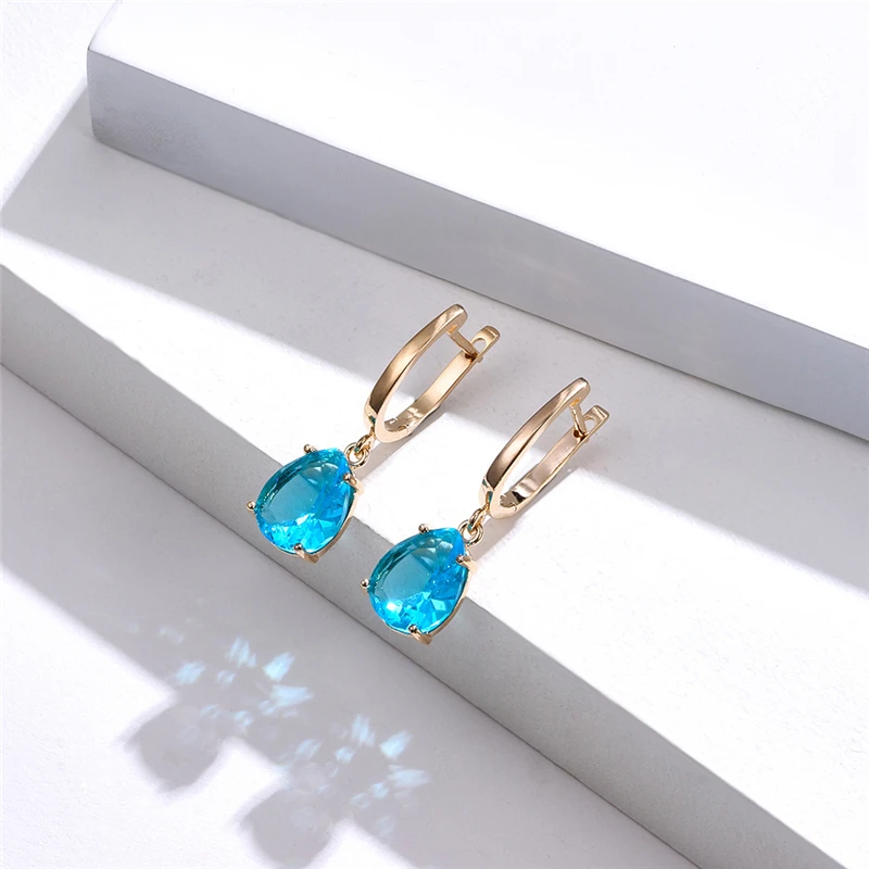 

Ailodo Water Drop Shape Blue CZ Earrings For Women Simple Fashion Party Wedding Drop Earrings Copper Jewelry Girls Gift 20NOV30