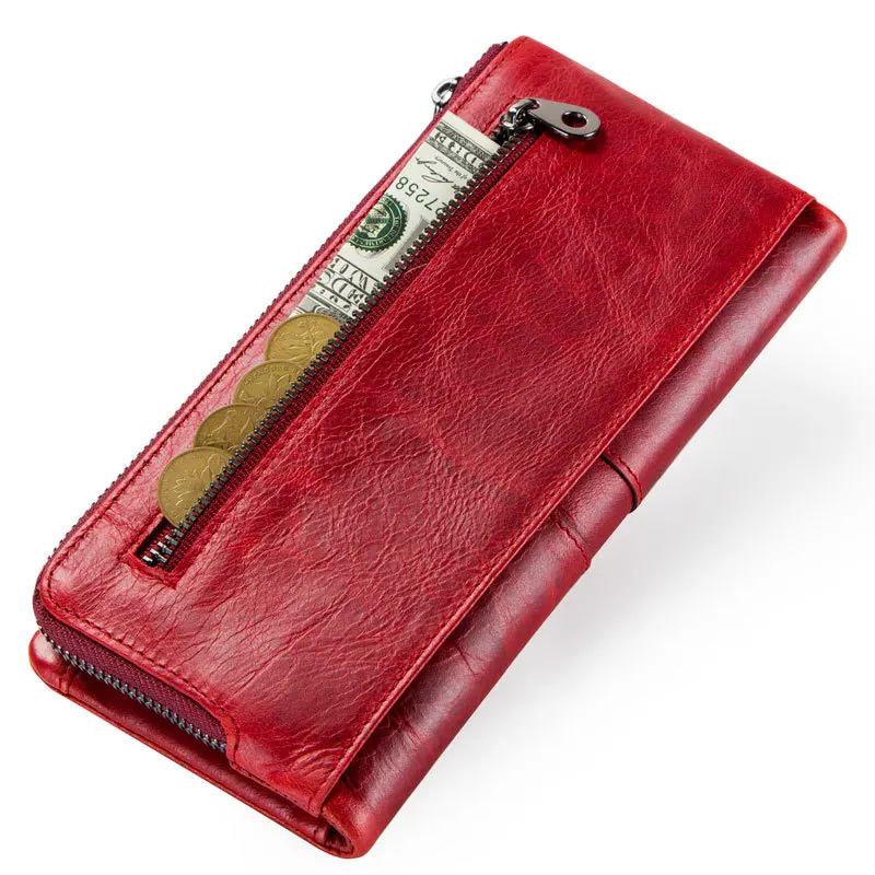 Женский клатч из натуральной кожи кошелек и женский портмоне с зажимом для