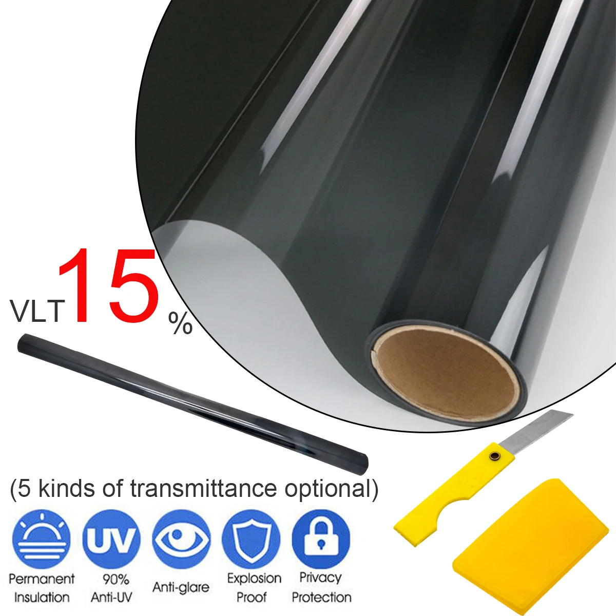 Универсальная автомобильная пленка для стекол VLT 15% тонировочное стекло боковых