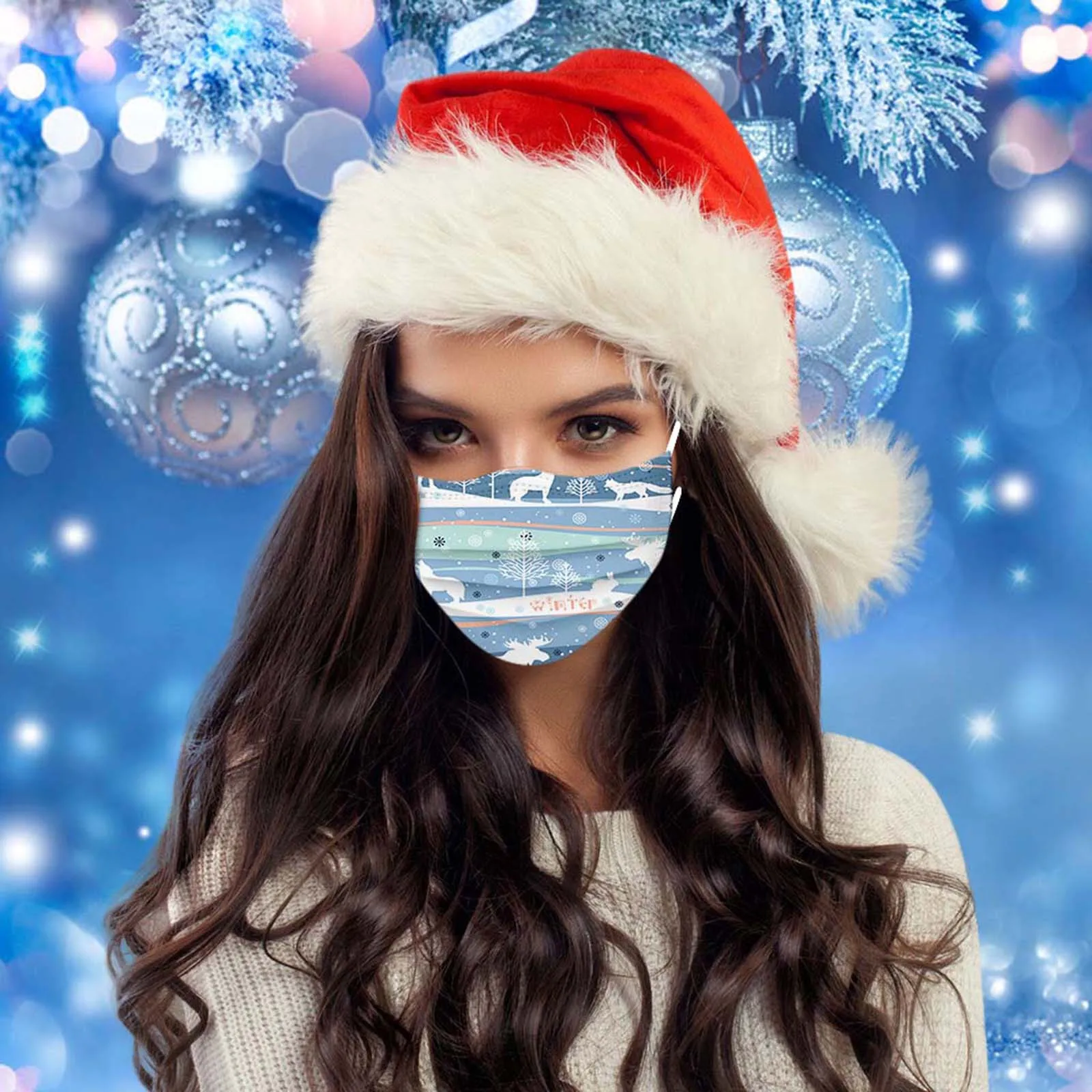 

Snowflake Mask Disposable Mascarillas Filters Face Masks Adult Mascara Facial Mouth Mask Masque 10pc Christmas Print Mouth Caps