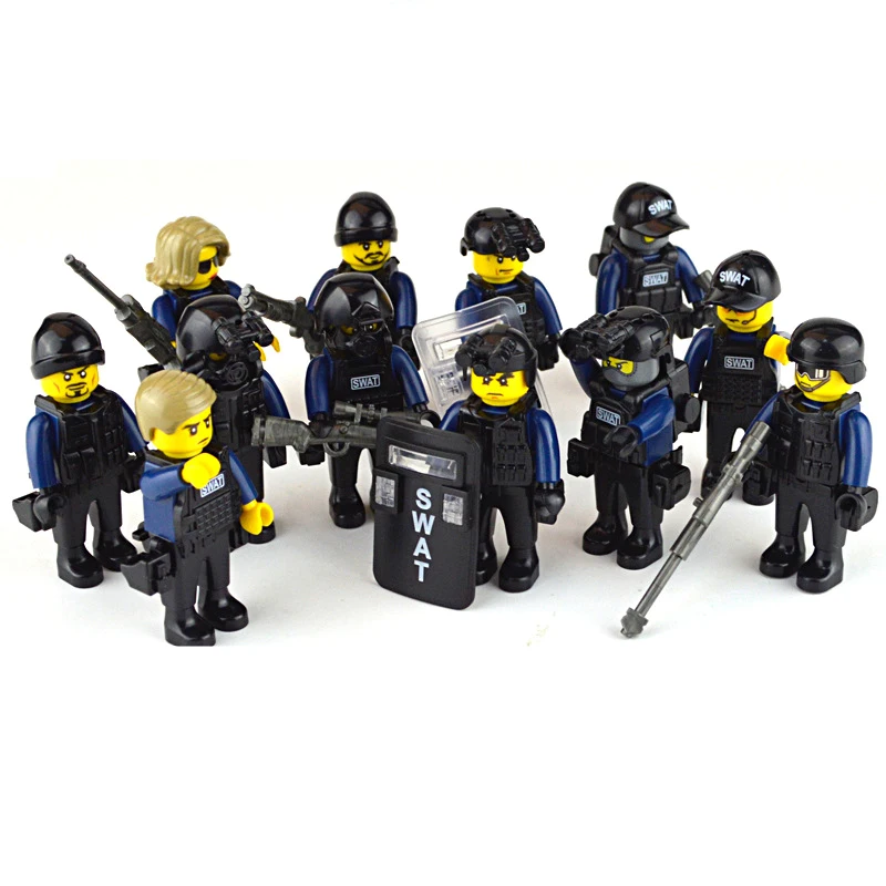 

12 Pcs/set DIY Figures City defense police Building Blocks Toys Kids Educational City Set Assembled blocks gifts