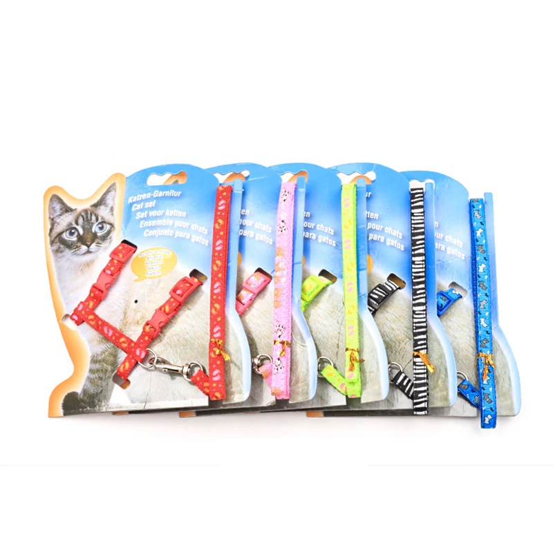 Нейлоновая шлейка для кошек дешевая I-образная регулируемая повязка на шею