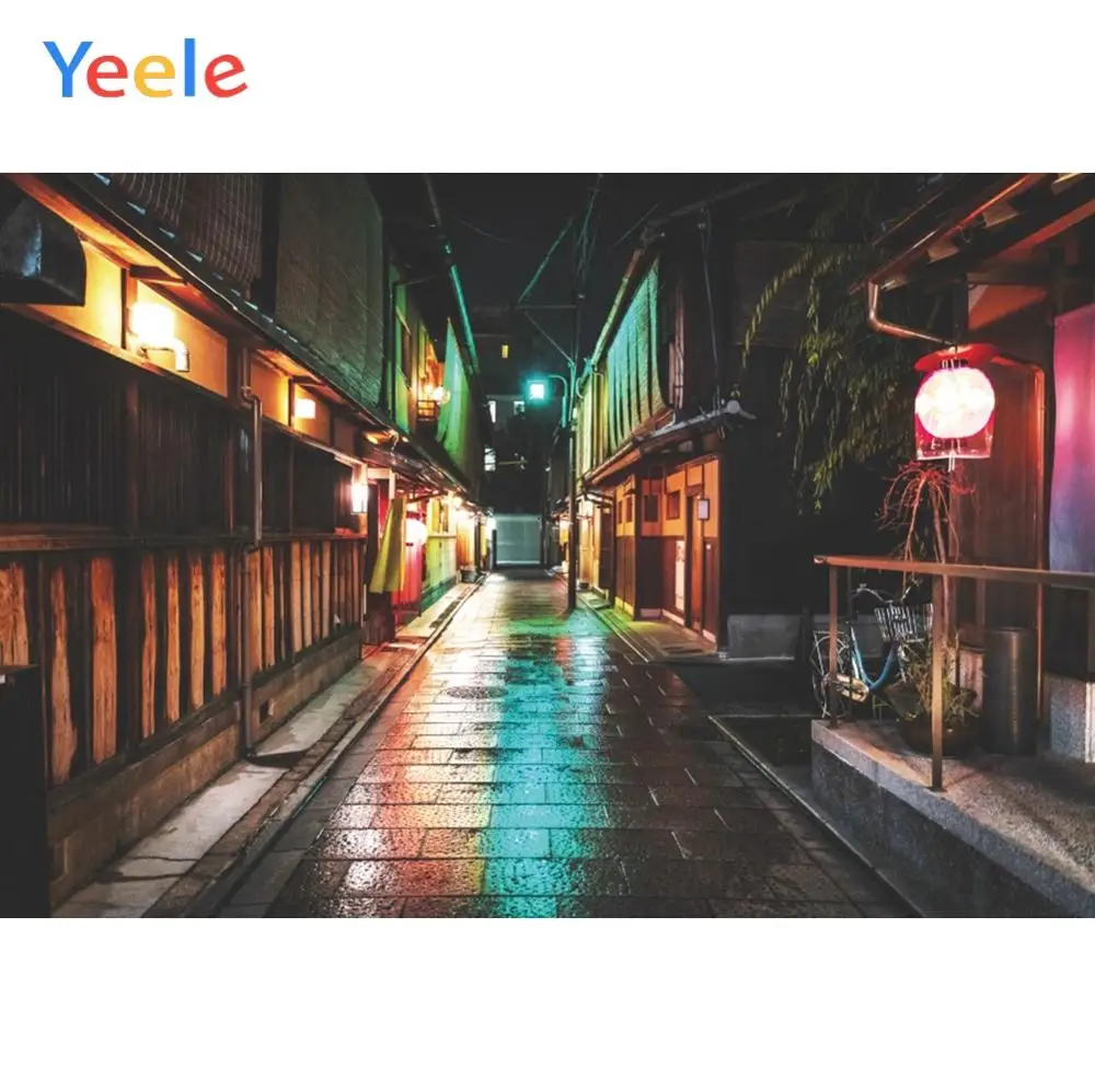 Yeele маленький город ночной уличный свет тихий пейзаж винтажный дом фотографии