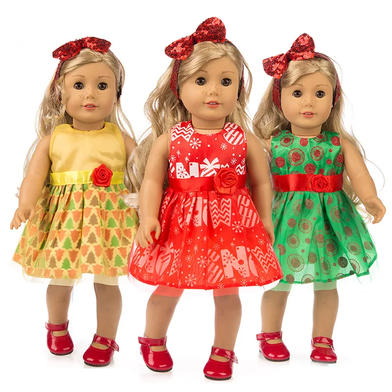 

Рождественский костюм подходит для кукол американской девочки, 18-дюймовая кукла, 43 см кукла новорожденного, рождественский подарок для дев...