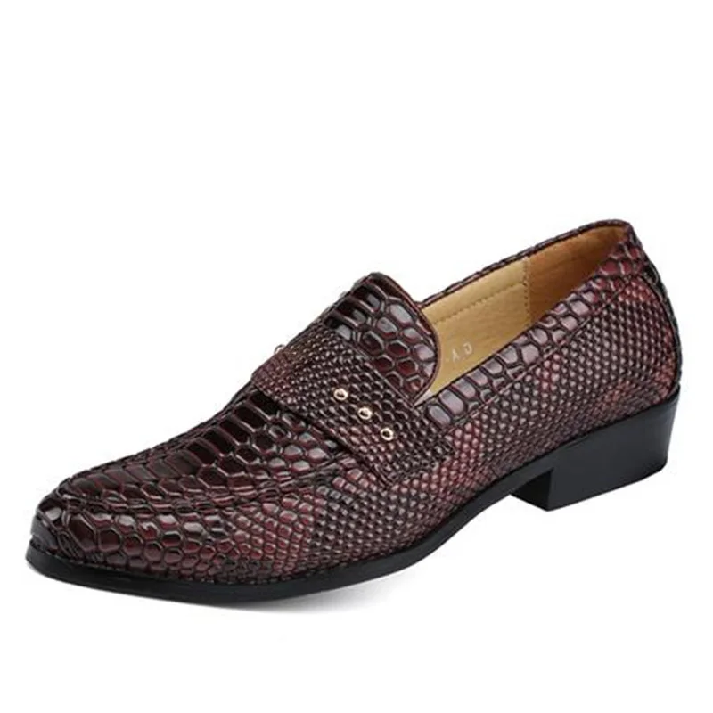 

Snakeskin Pattern Men Loafers Fashion Leather Shoes Elegant Wedding Velvet Men's Dress Shoes Pointed Toe Footwear Flats