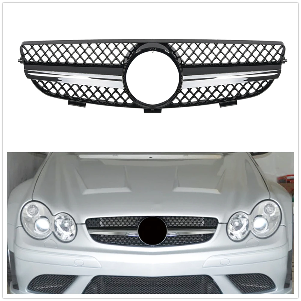 

For Mercedes-Benz CLK Class CLK320 CLK500 W209 2003-2009 Front Grill Grille Black Car Upper Bumper Hood Mesh Replacement Grid