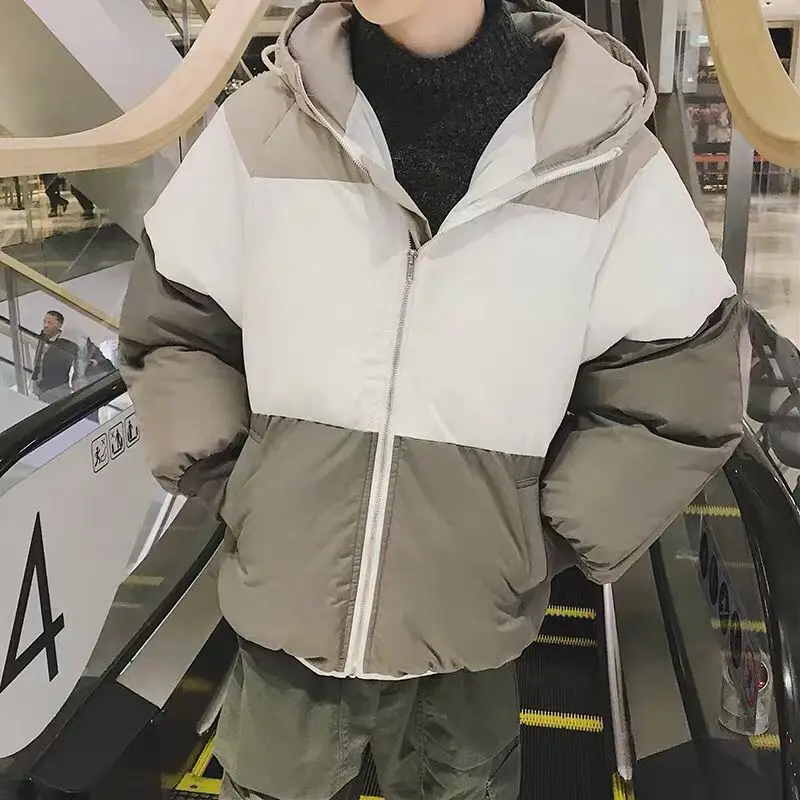 

Cotton padded men's winter coat short thick cotton padded jacket Korean casual loose version couple's bread jacket