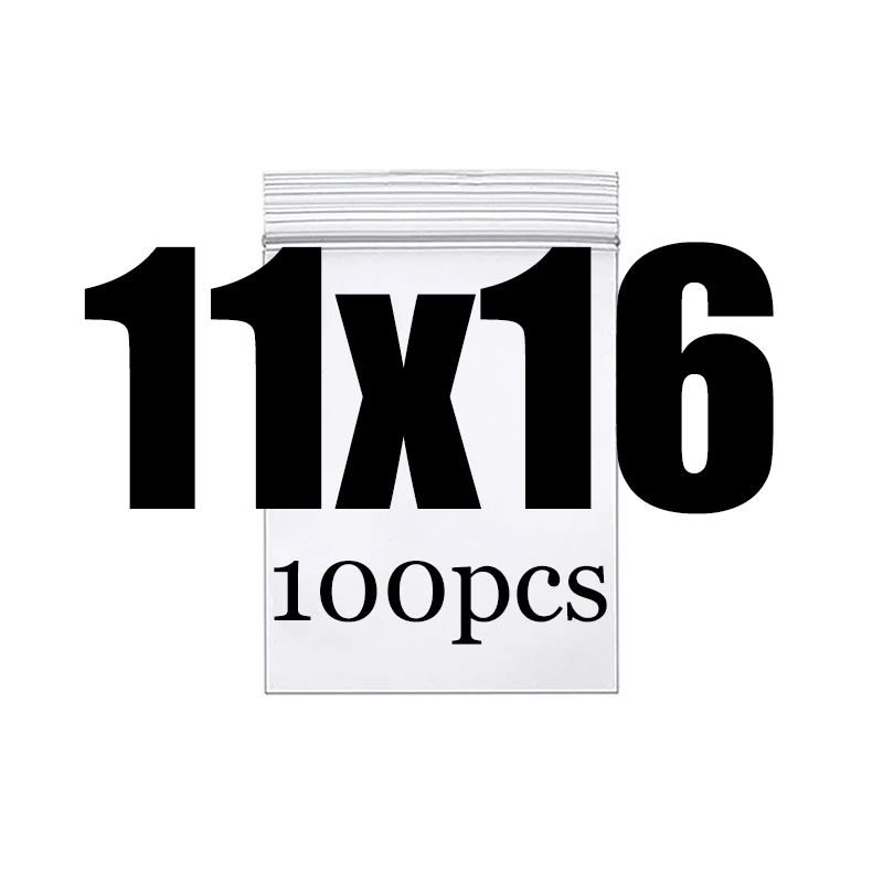 11X16CM 100PCS Высококлассные толстые прозрачные пакеты на молнии с застежкой-молнией, пищевая посылка, сумка для хранения, прозрачная пластиковая маленькая упаковочная полиэтиленовая сумка на молнии - Цвет: 11X16CM 100PCS