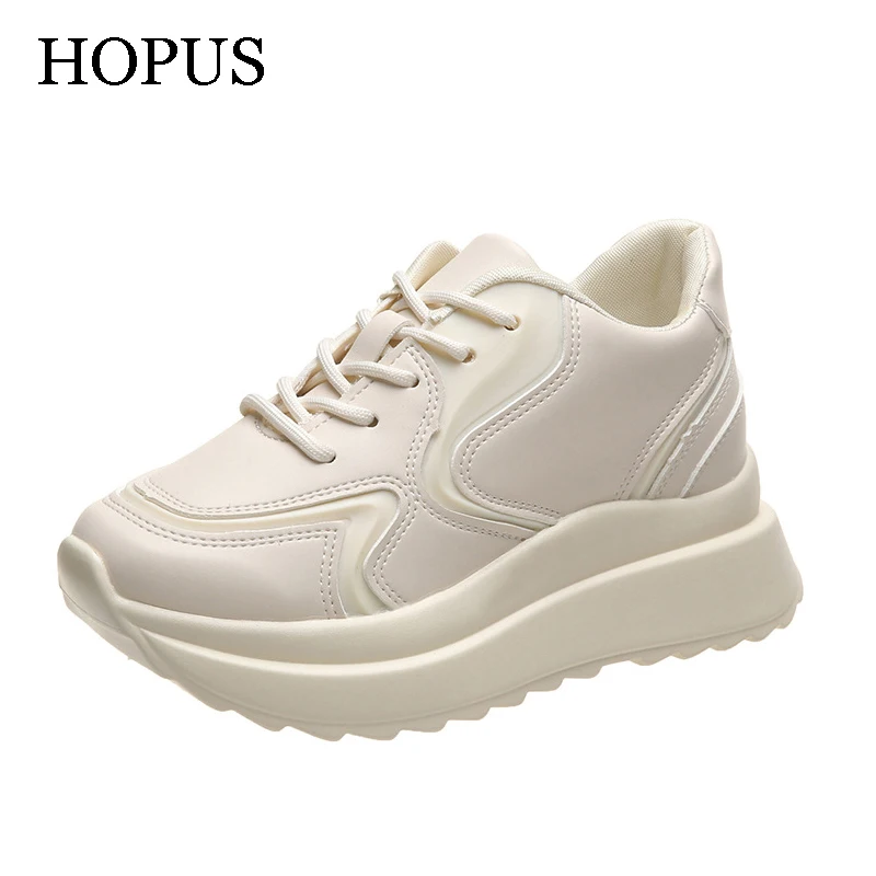 

2021 Autumn Women's Platform Shoes High Quality Solid Color Thick-Soled Women Sneakers Trendy Anti-slip Increased Casual Shoes