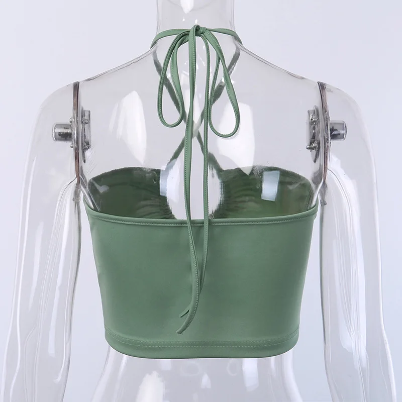 

Sexy drawstring halter neck wrap chest Camisole women