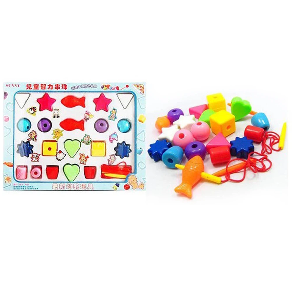 

20pcs/box Safe Bright Color Plastic Interaction Large Size Early Education Different Shape Toy Beads Cartoon Grip Ability Fun