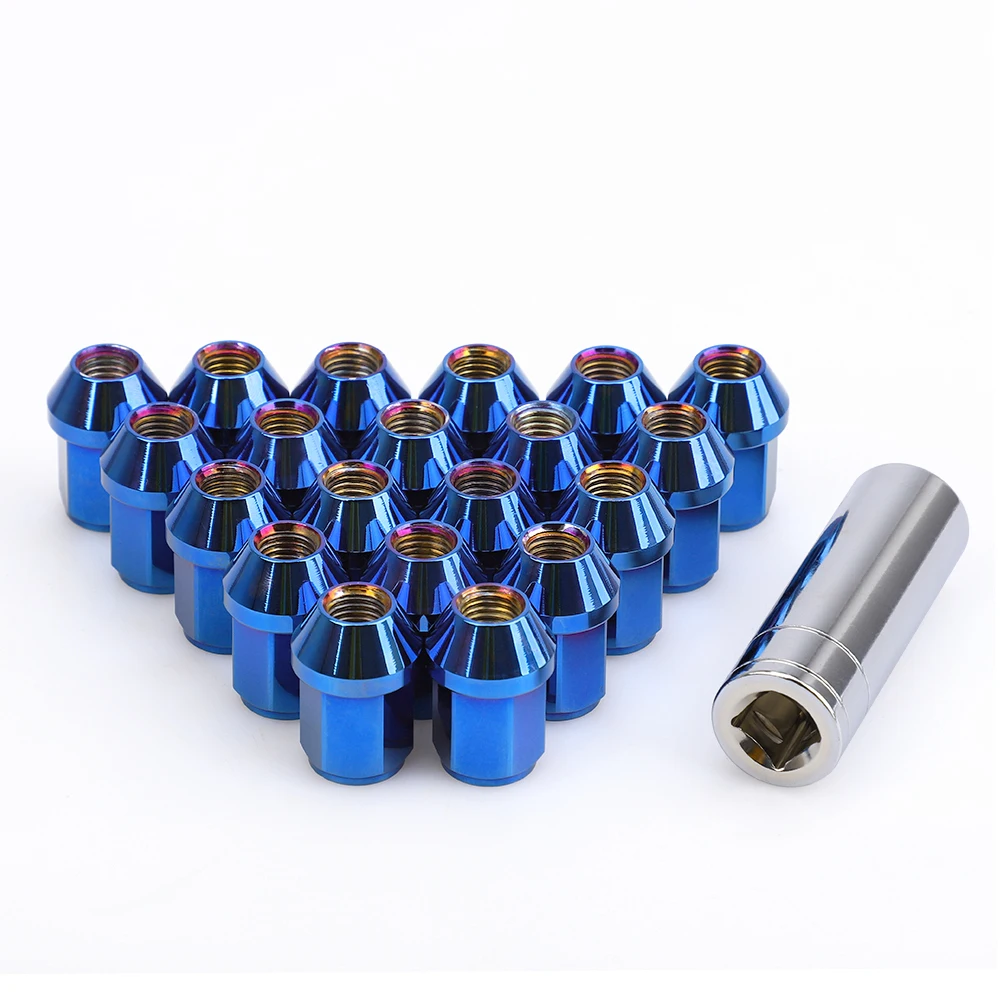 20шт 7075 T6 Алюминиевый конический вкладыш колесные гайки Bluing color M12 * 1 5 аксессуары