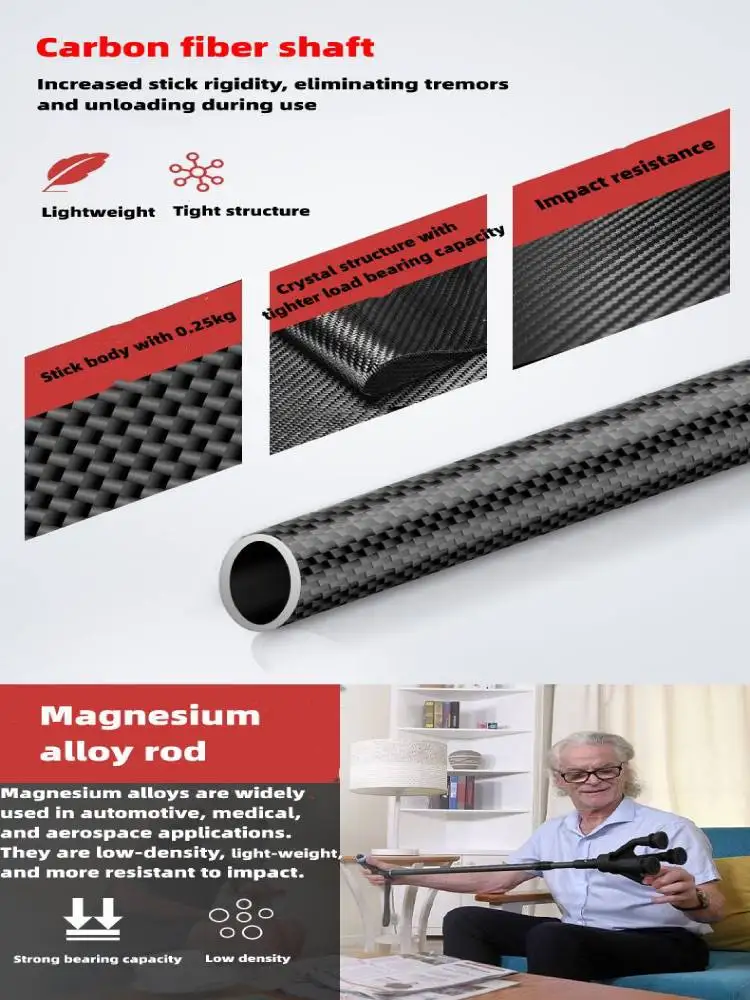 Günstig Carbon Faser Magnesium Legierung Gehstock Leichte Ältere Krücken Led-leuchten Wandern Canes Trekking Pole Einstellbare