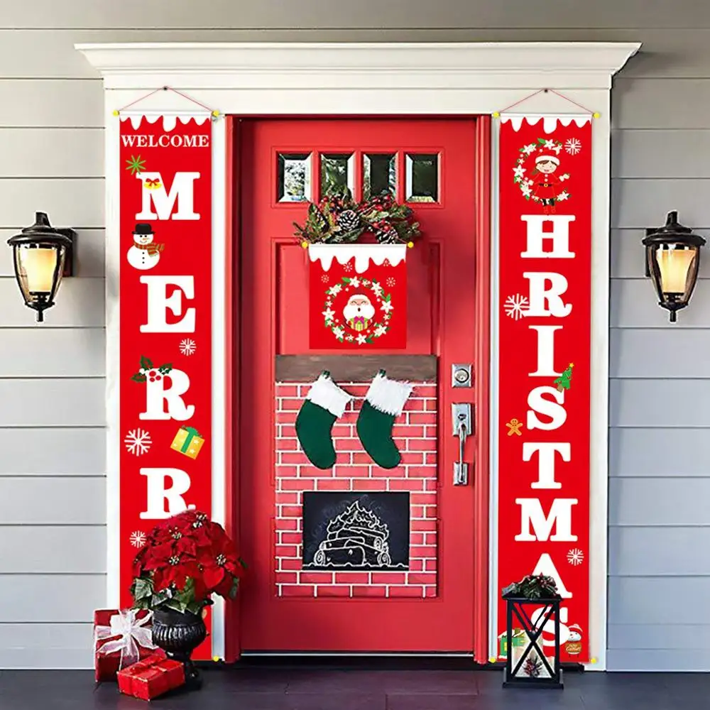 

QIFU Christmas Door Banner 2020 Merry Christmas Decor for Home Christmas Ornaments Xmas Decor Happy New Year 2021 Navidad Natal