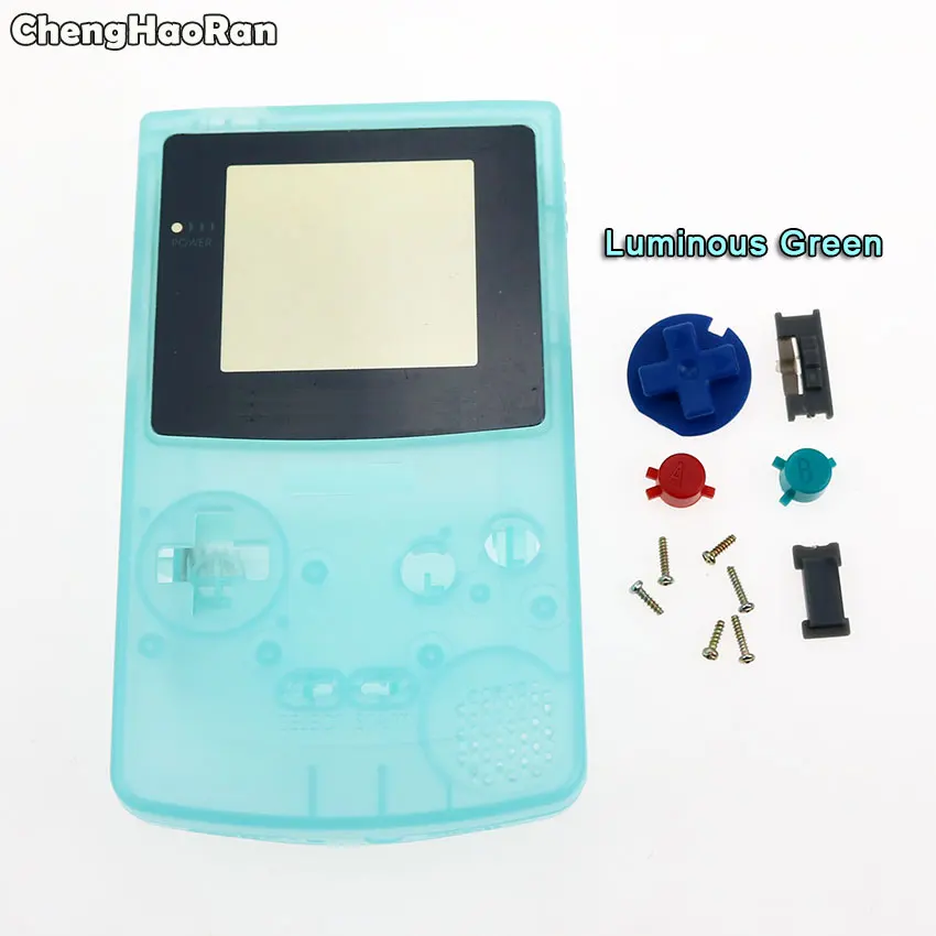 ChengHaoRan для GBC полный корпус оболочка Крышка для nintendo GameBoy цвет Ремонт Часть корпус оболочки пакет с кнопками винт - Цвет: Luminous Green