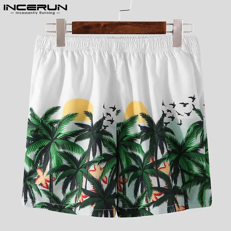 Printed Men Hawaiian Sets Vacation Lapel Short Sleeve Shirt & Shorts Summer Fashion Streetwear Mens Suits 2 Pieces S-3XL INCERUN