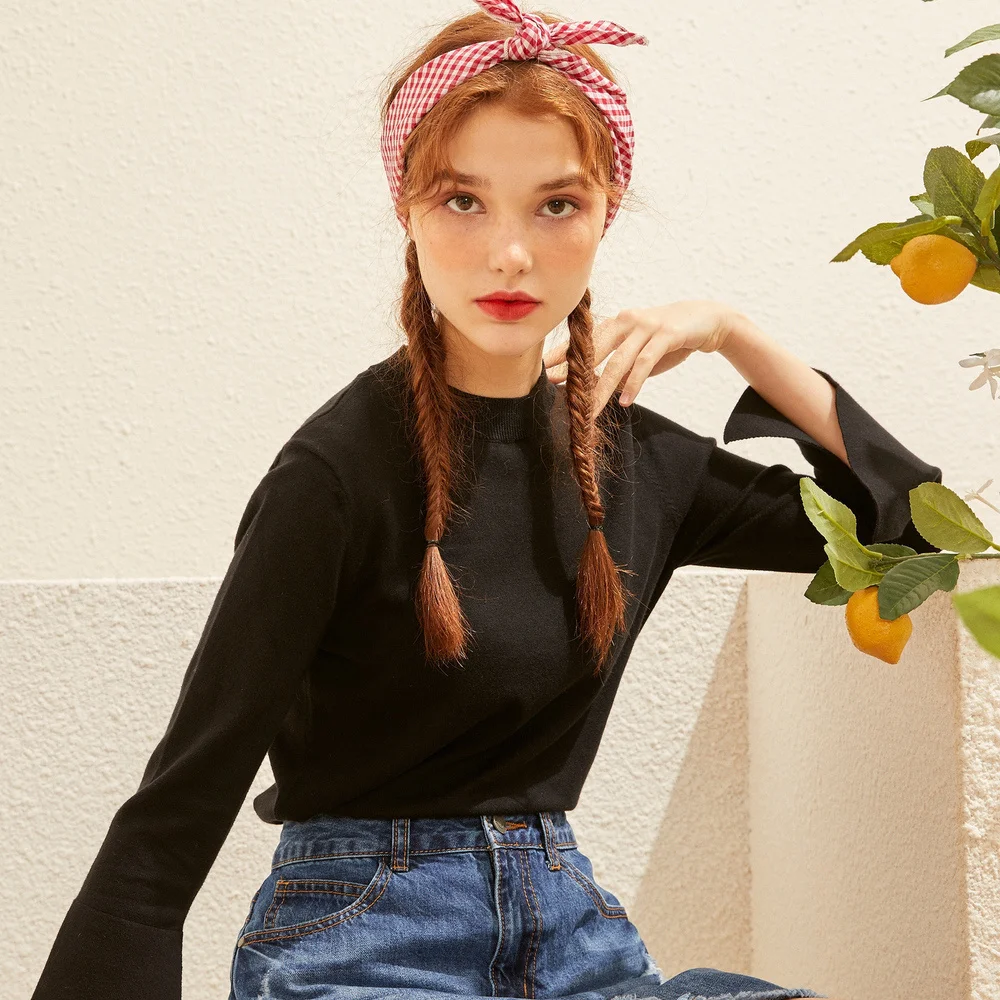 Metersbonwe Cotton Knitted Sweater Women Pullovers Turtleneck Autumn Winter Basic Sweaters Korean Style Slim Fit | Женская одежда