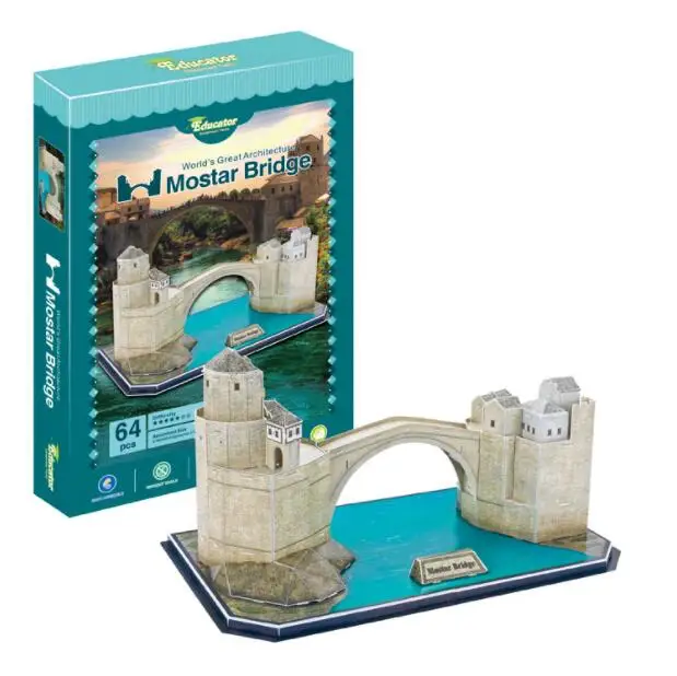 

Architecture Mostar Bridge 3D Paper DIY Jigsaw Puzzle Model Educational Toy Kits Children Boy Gift Toy