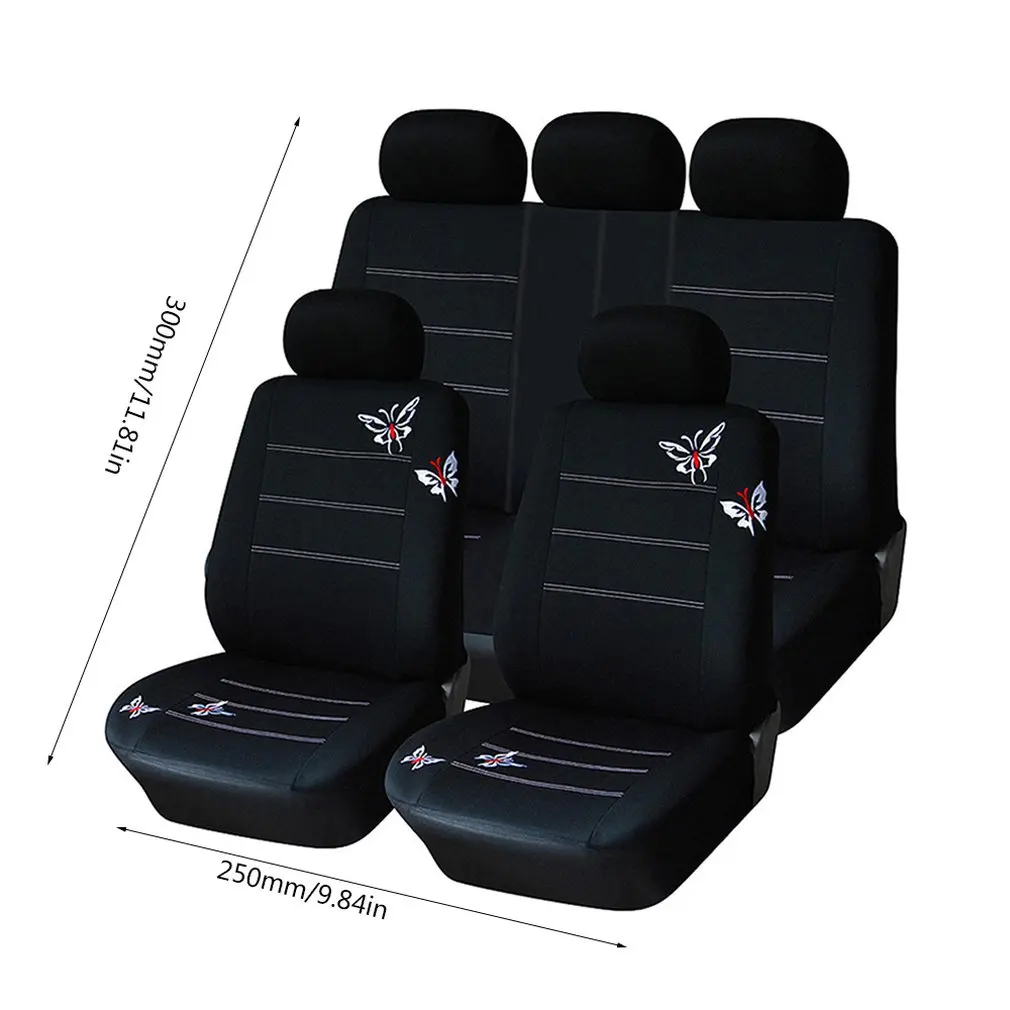 

Butterfly Embroidered Car Seat Cover Universal Fit Most Vehicles Seats Interior Accessories Black Seat Covers