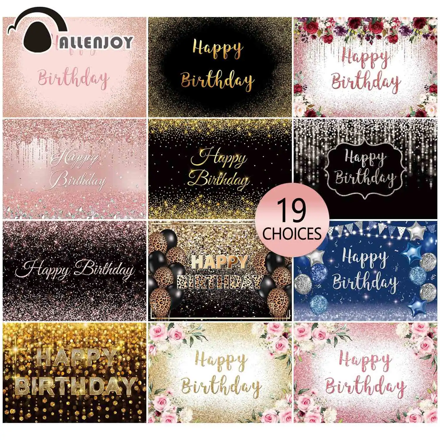 Allenjoy пользовательский розовый черный 30th 50th день рождения фон боке мальчик