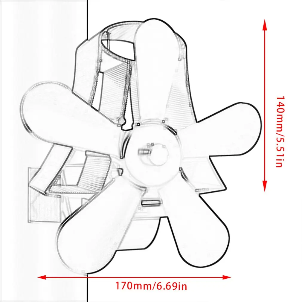 

YL105 Thermal Power Fireplace Fan Heat Powered Wood Stove Fan for Wood Log Burner Fireplace Eco Friendly Four Five-leaf Fans
