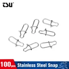 TSURINOYA, 100 шт., #0 #1 #2, рыболовный соединитель из нержавеющей стали, быстрый зажим, защелка вращающиеся твердые кольца, безопасный рыболовный крючок