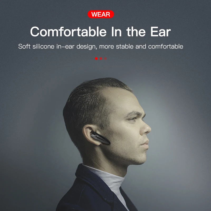 

Earphone Bluetooth 5.0 Headset Wireless Earpiece Handsfree Stereo Bass Ergonomics Single Headphone With Mic For All Smart Phones